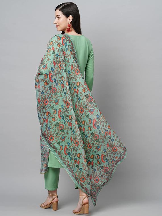 green kurta pant set with dupatta - 19910518 - Standard Image - 2