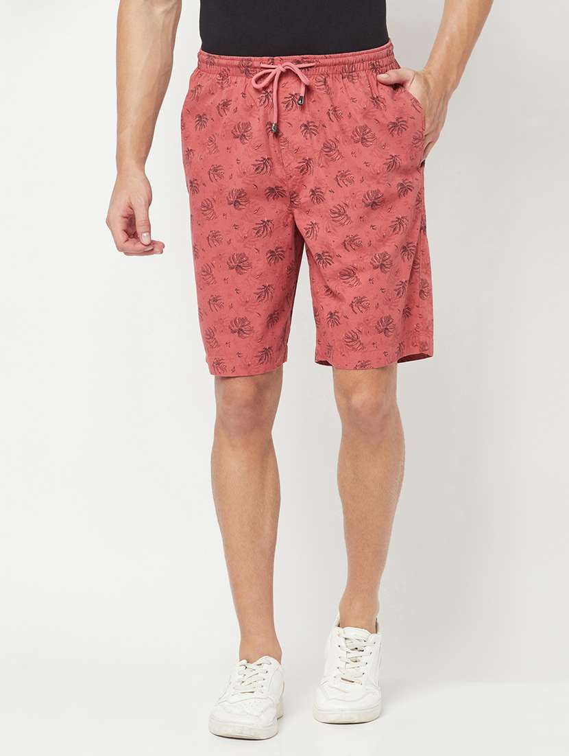 red printed shorts