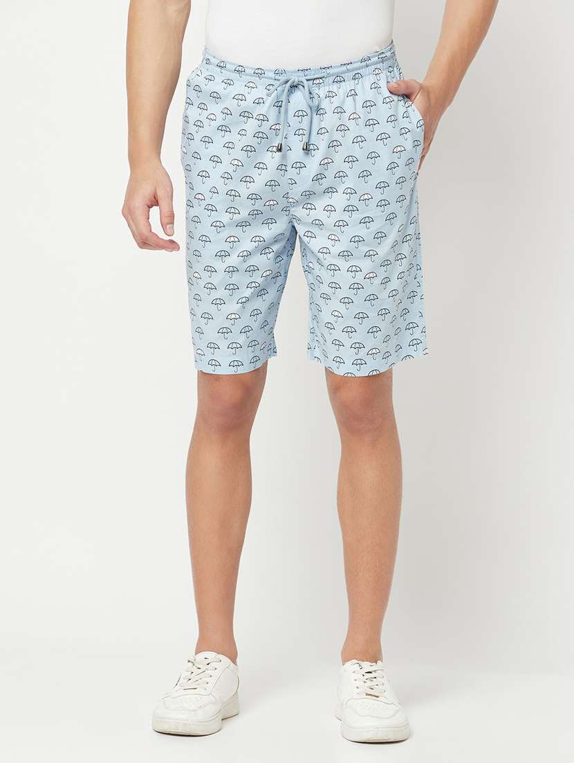 men blue printed shorts