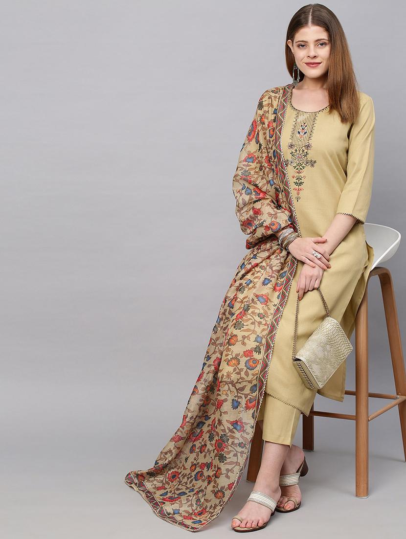 embroidered kurta pant set with dupatta - 19910941 - Standard Image - 2