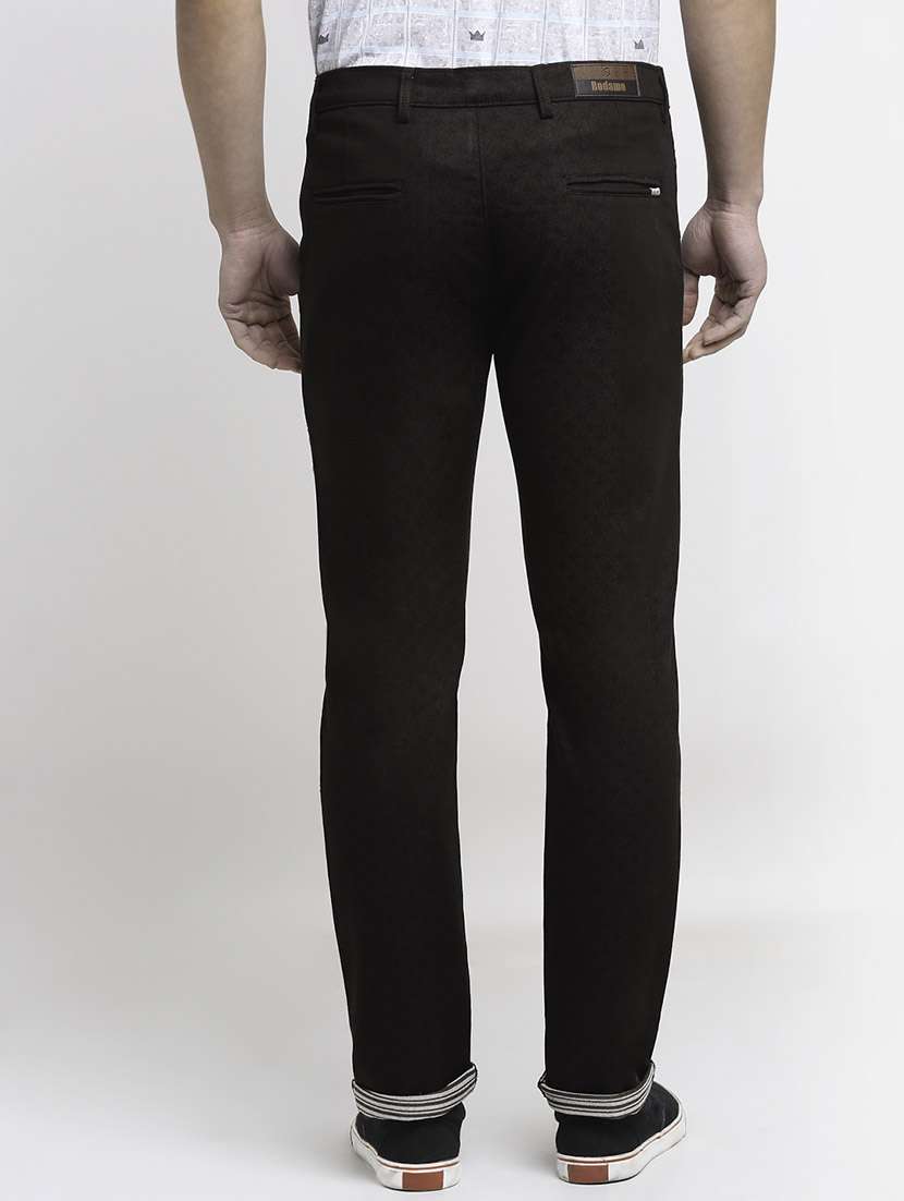 brown cotton flat front casual trousers - 19911310 -  Standard Image - 2