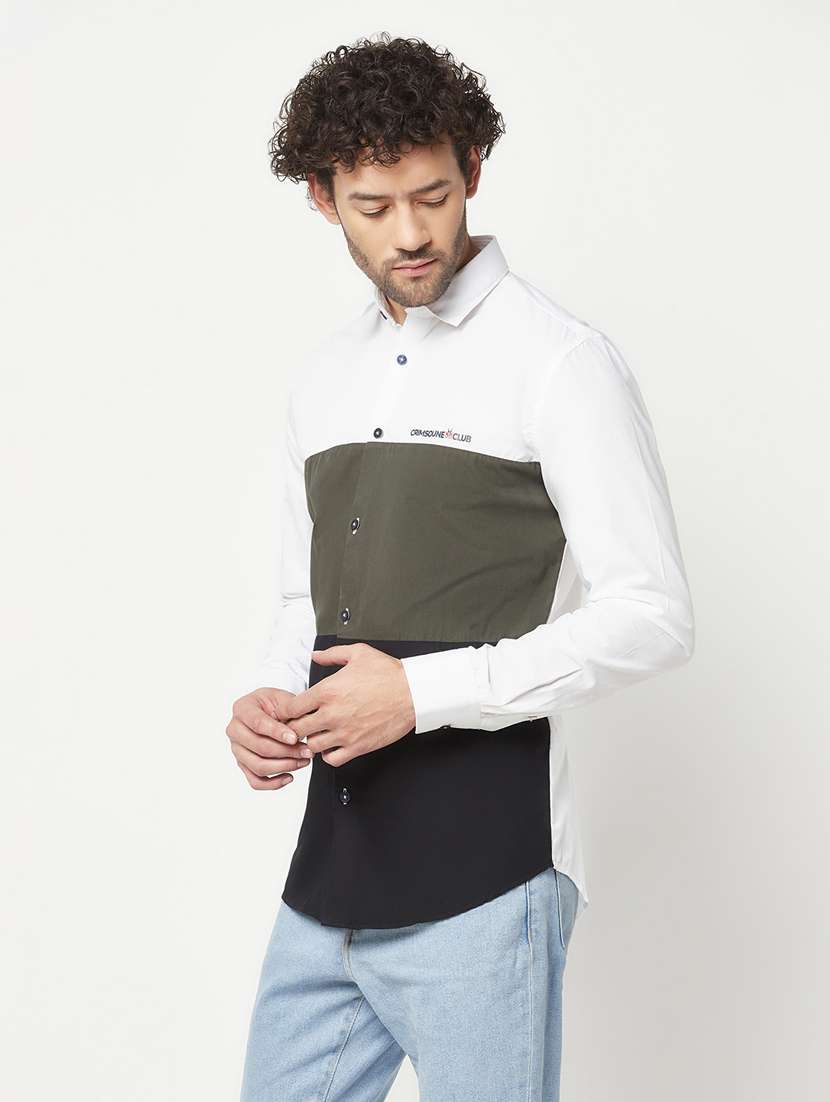 mens color block casual shirt - 19911460 - Standard Image - 2