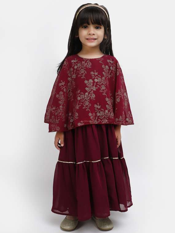 round neck red printed lehenga choli