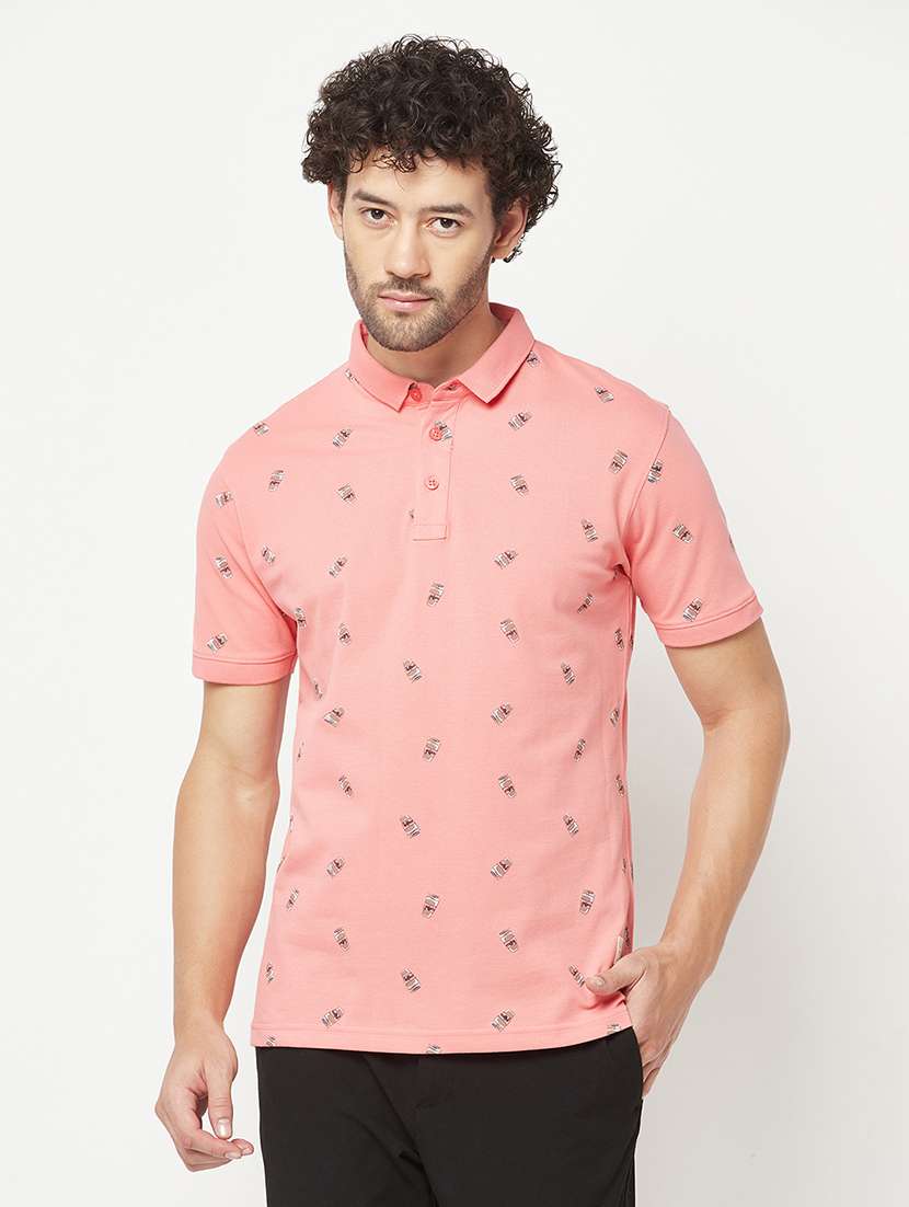 men printed polo  t-shirt