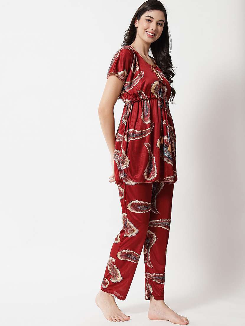 women printed nightwear set - 19913781 - Standard Image - 2