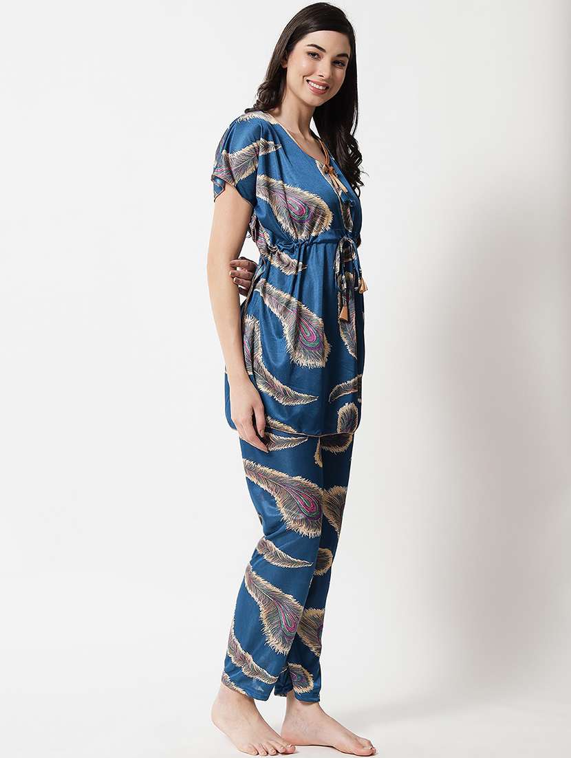 women printed nightwear set - 19913783 - Standard Image - 2