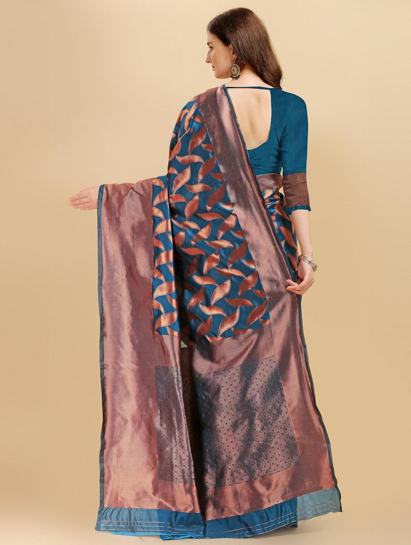 blue silk banarasi saree - 19914811 - Standard Image - 2