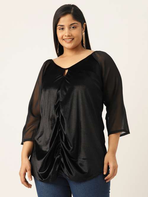 women's ruffle key hole neck top - 19914988 - Standard Image - 0