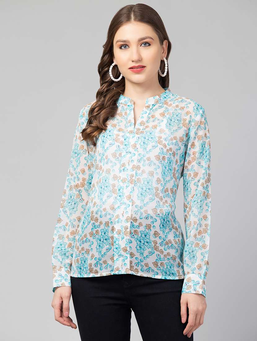 women's a line mandarin neck top