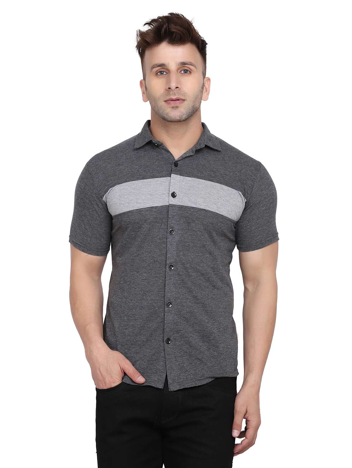 mens melange casual shirt