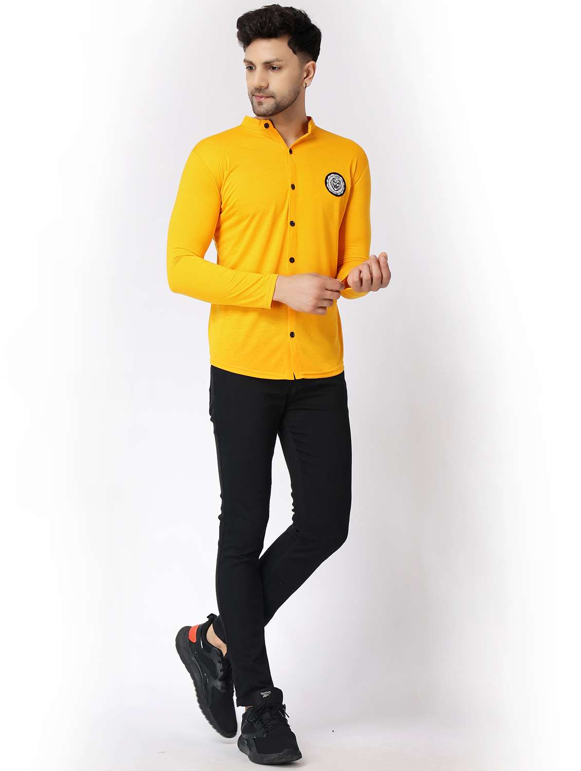 yellow cotton blend casual shirt - 19915438 - Standard Image - 2
