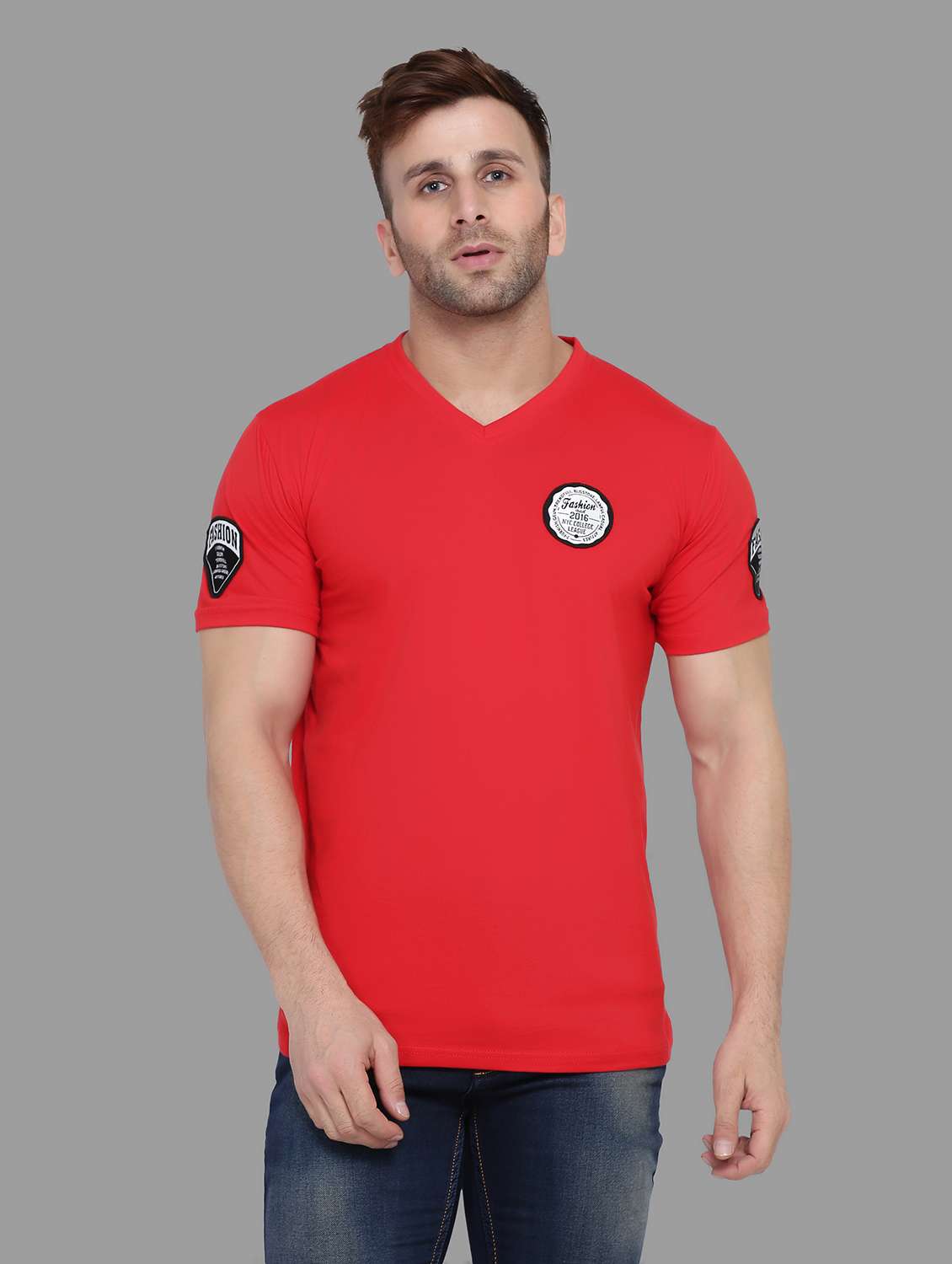 red  cotton regular t-shirt