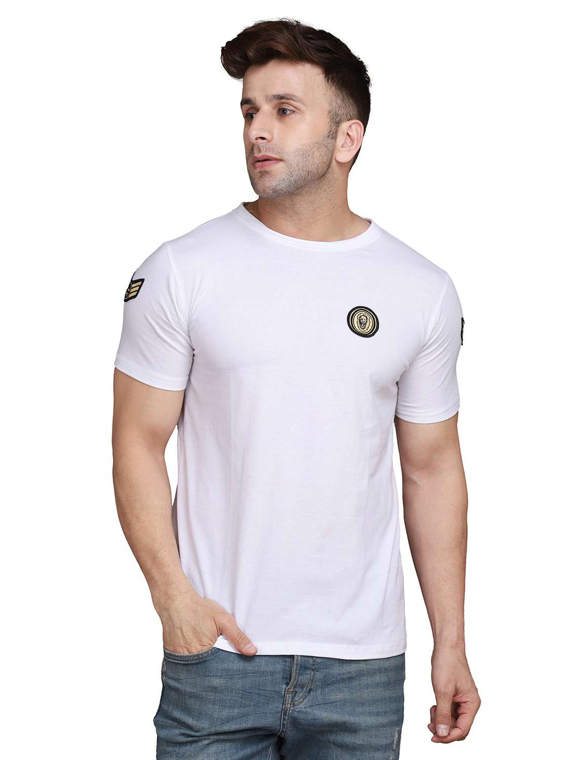 men white solid slim fit short sleeve t-shirt