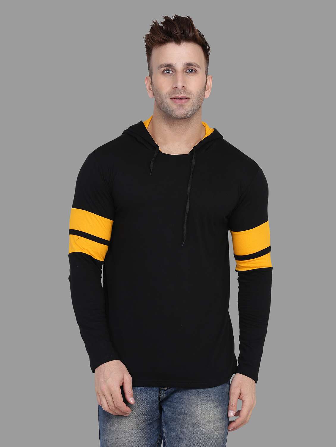 hood neck color block regular t-shirt