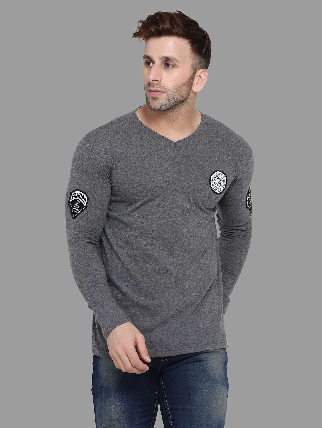men v neck cotton t-shirt