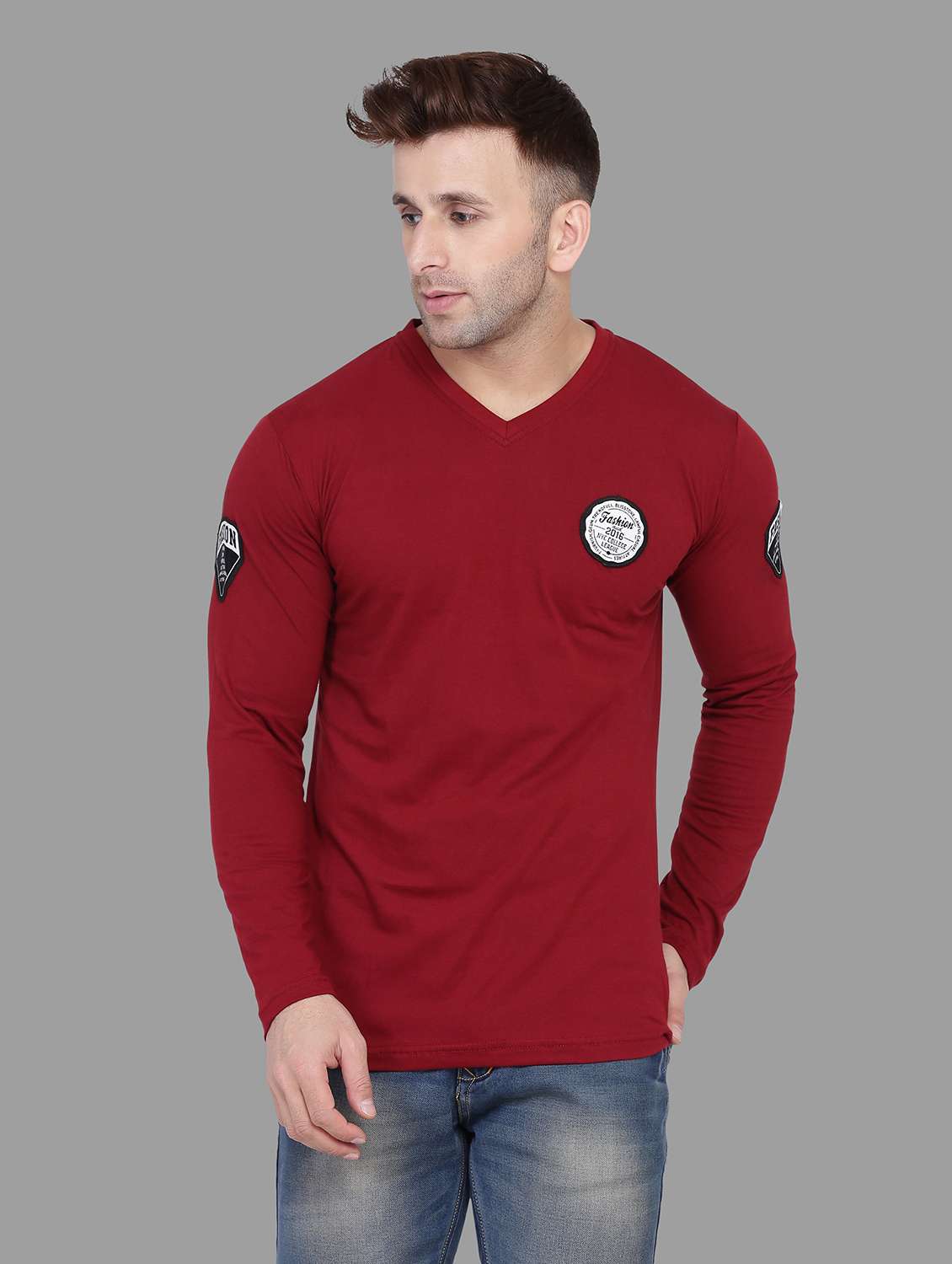 men v neck cotton t-shirt