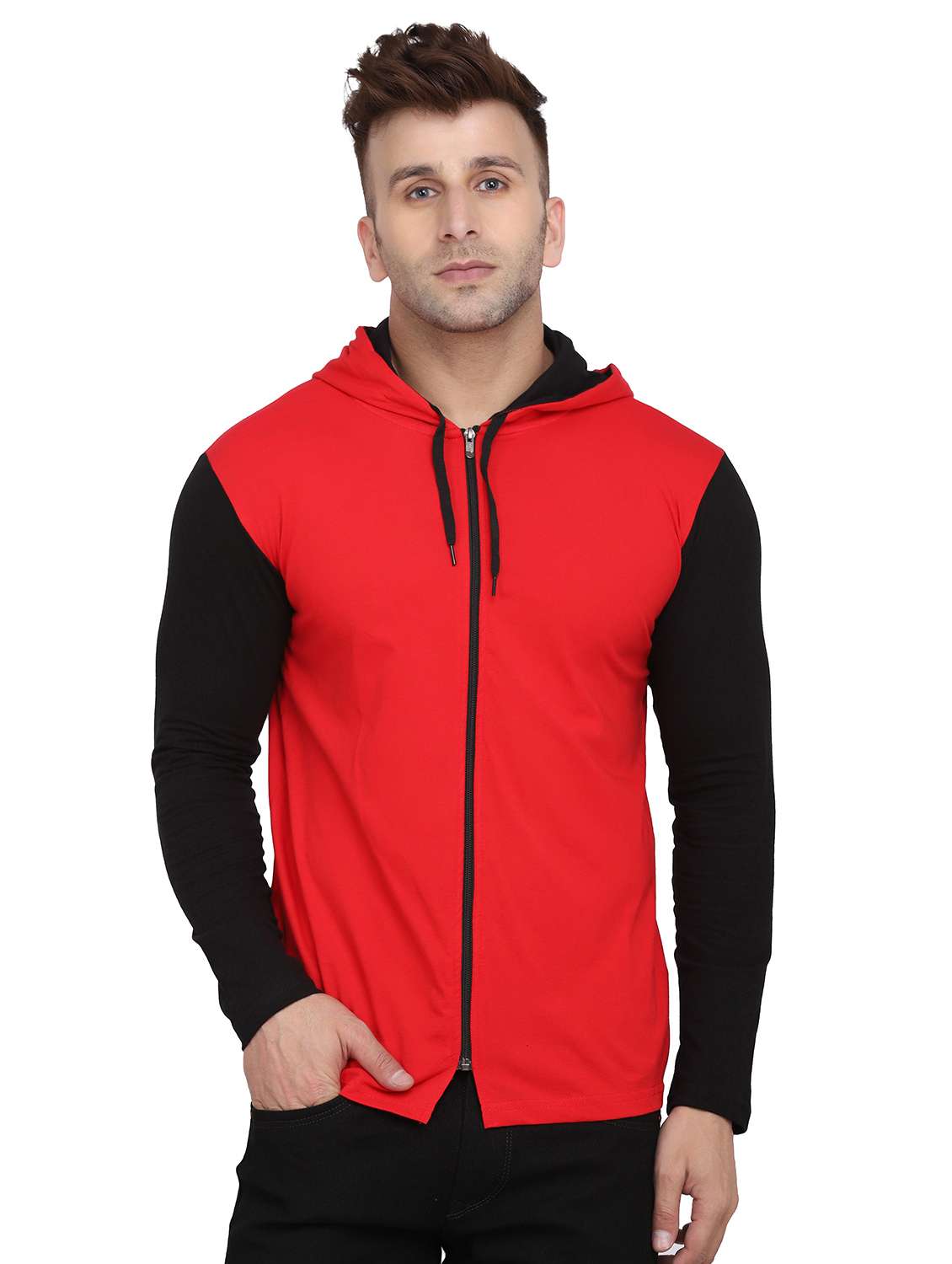 hood neck color block regular t-shirt