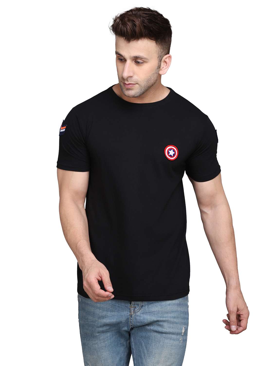 men black slim fit logo print t-shirt