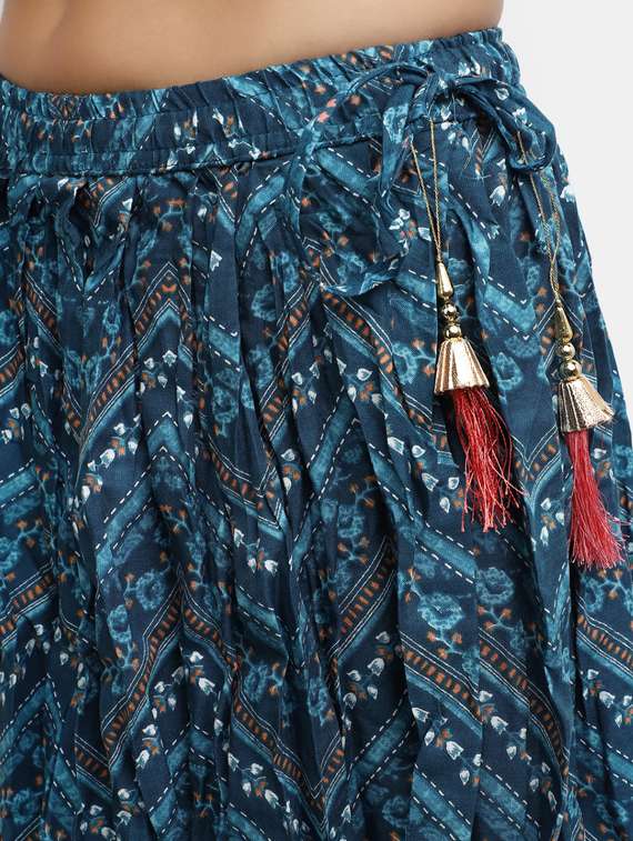 blue printed flared maxi skirt - 19915924 -  Standard Image - 2