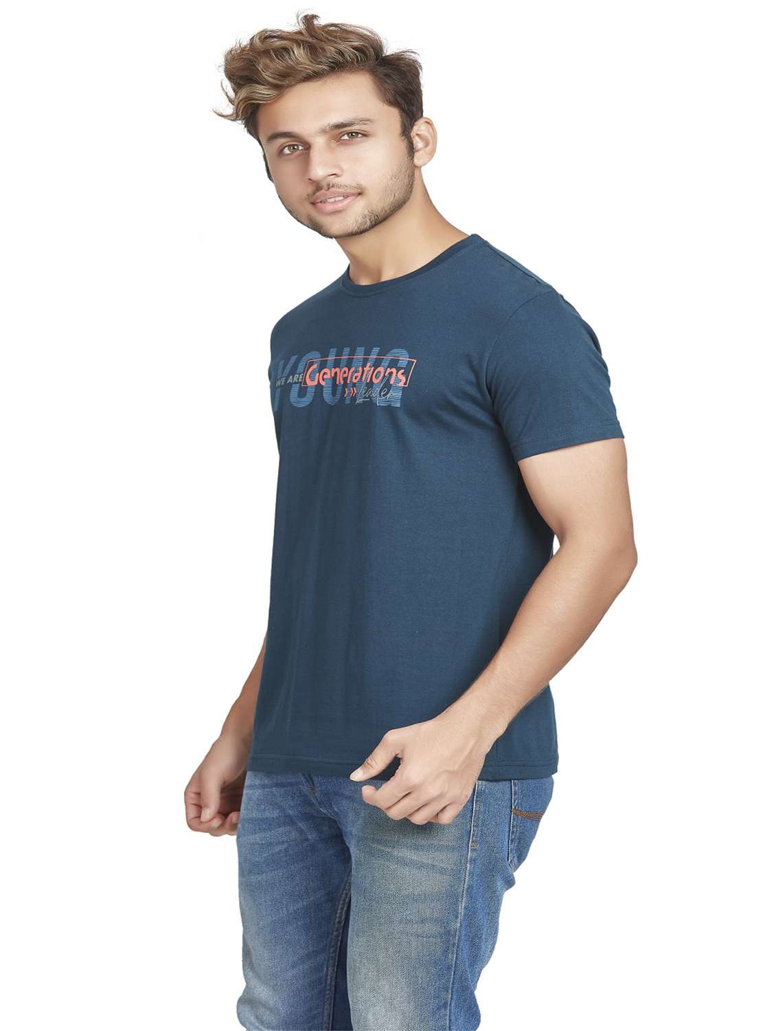 men round neck printed cotton t-shirt - 19917163 -  Standard Image - 2