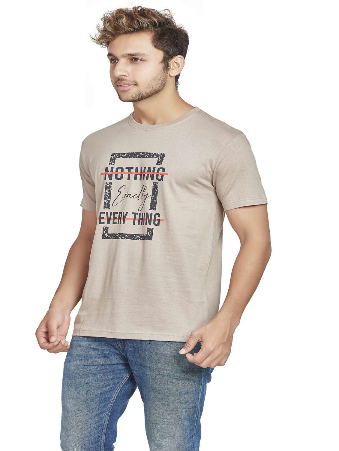 men round neck front print t-shirt - 19917166 -  Standard Image - 2