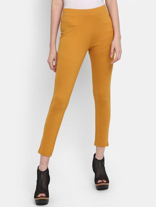 yellow solid full length jegging - 19919455 - Standard Image - 0