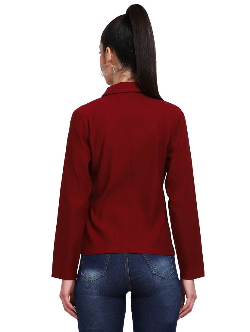 maroon solid summer jacket - 19919841 -  Standard Image - 2