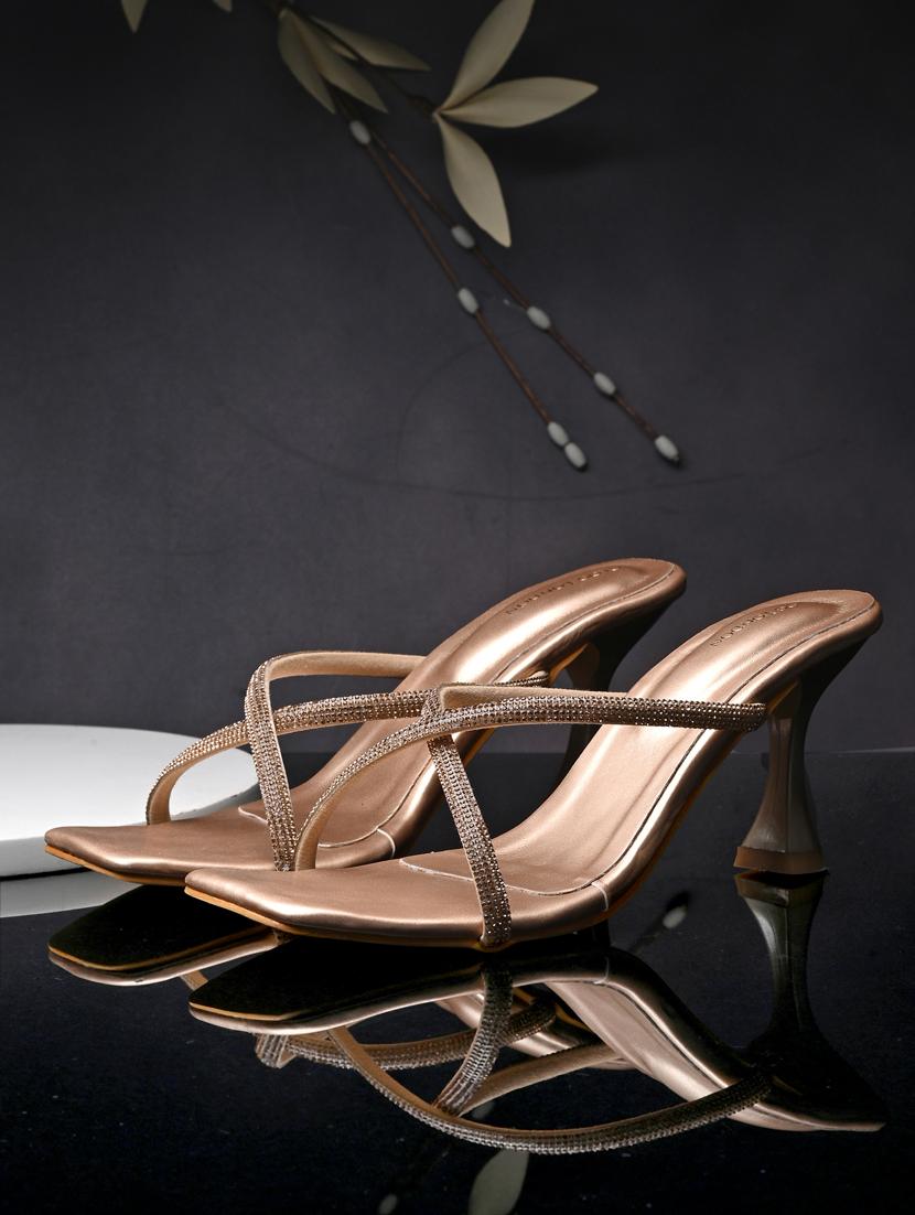gold solid kitten heel sandal - 19920003 - Zoom Image - 0