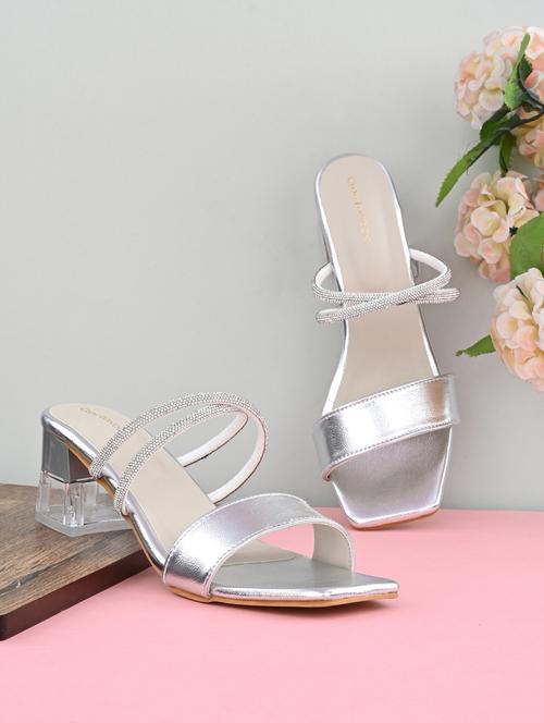 silver block heel sandal - 19920006 - Standard Image - 0