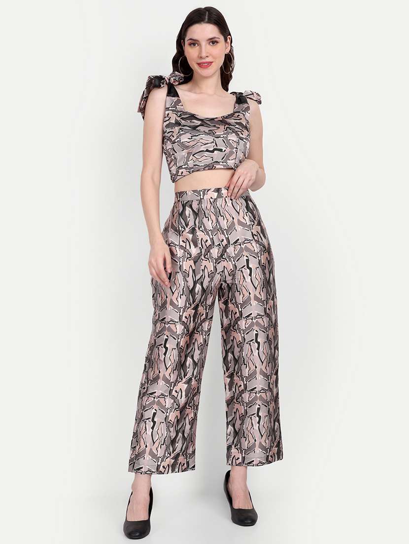 multi colored printed top and trouser co-ord set