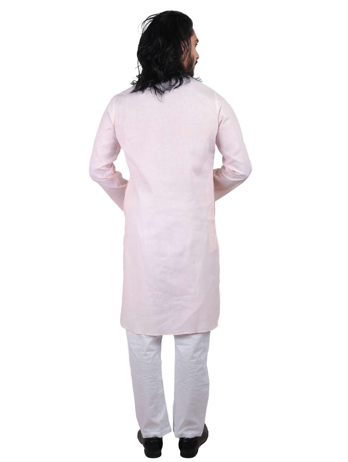 pink solid cotton long kurta - 19920550 - Standard Image - 2