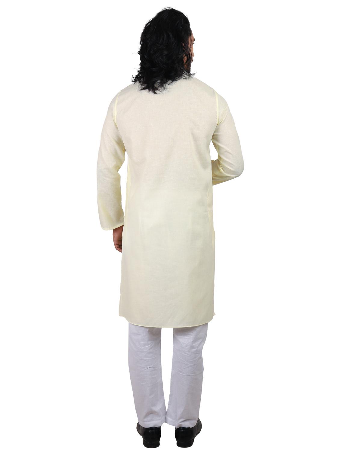 yellow solid cotton long kurta - 19920551 - Standard Image - 2