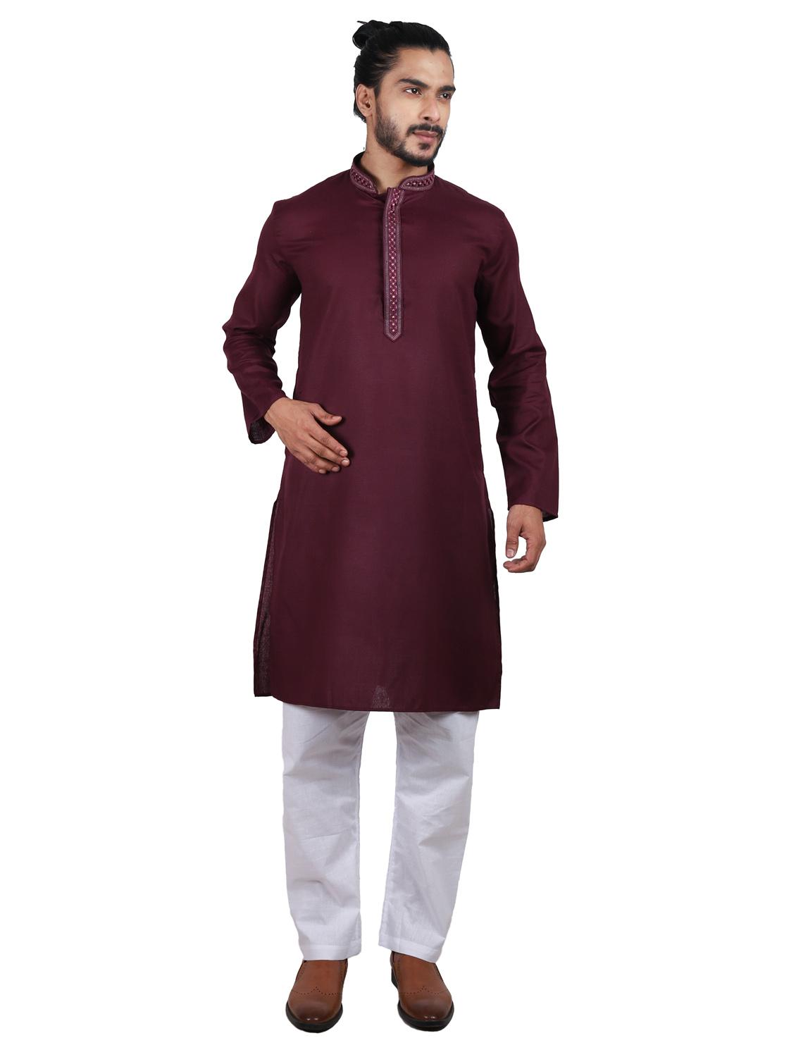 red solid cotton long kurta - 19920557 - Standard Image - 2