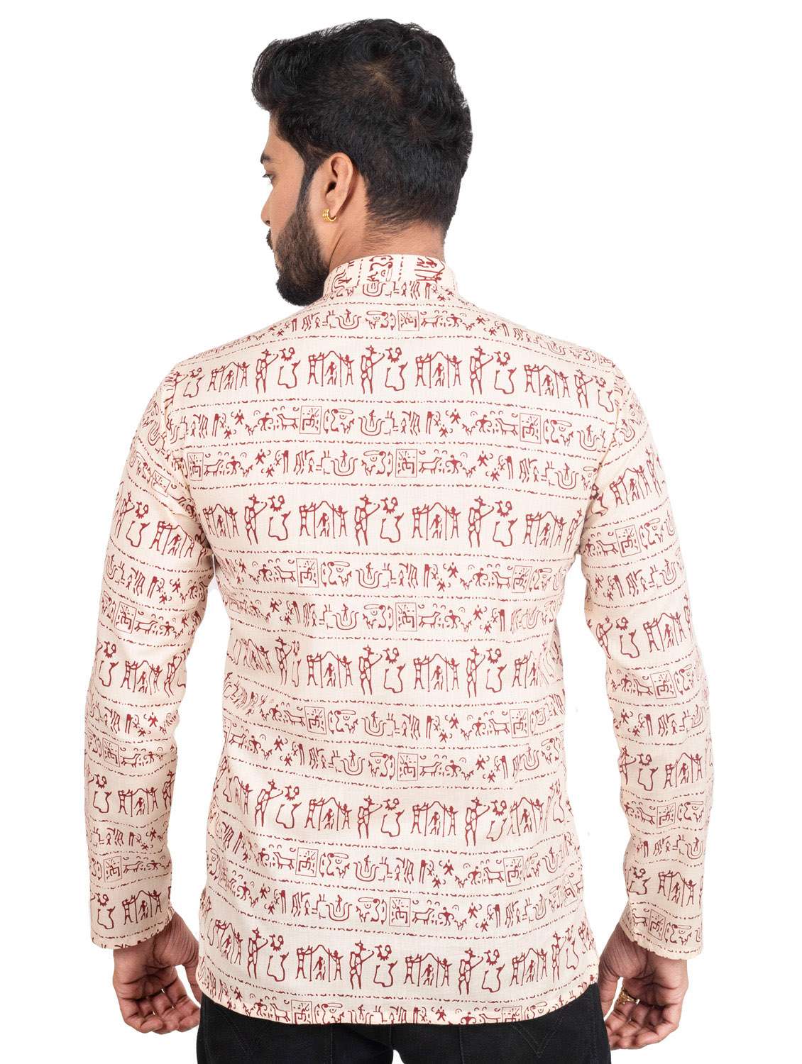 red printed cotton short kurta - 19920567 -  Standard Image - 2
