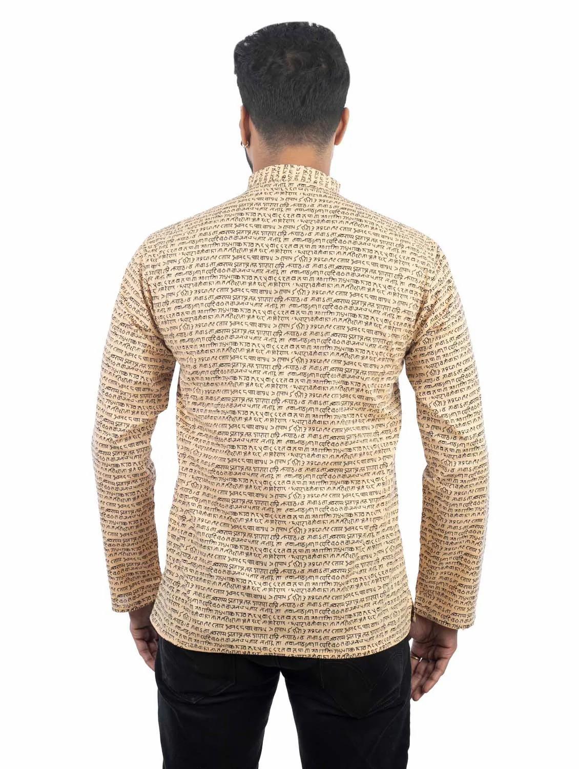 beige printed cotton short kurta - 19920568 - Standard Image - 2