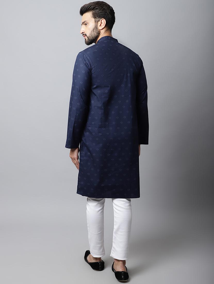 blue printed cotton long kurta - 19920737 - Standard Image - 2