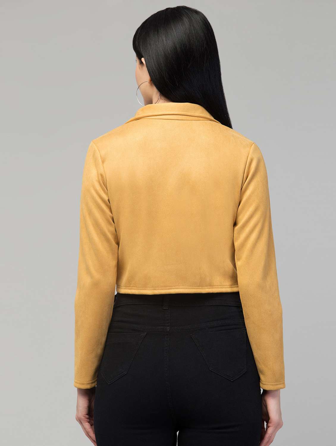 lapel collar solid crop blazer - 19921790 -  Standard Image - 2