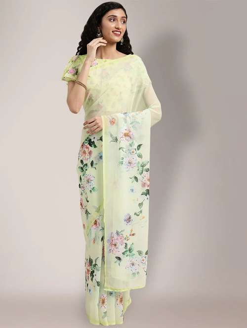 florals printed saree with blouse - 19925177 - Standard Image - 0