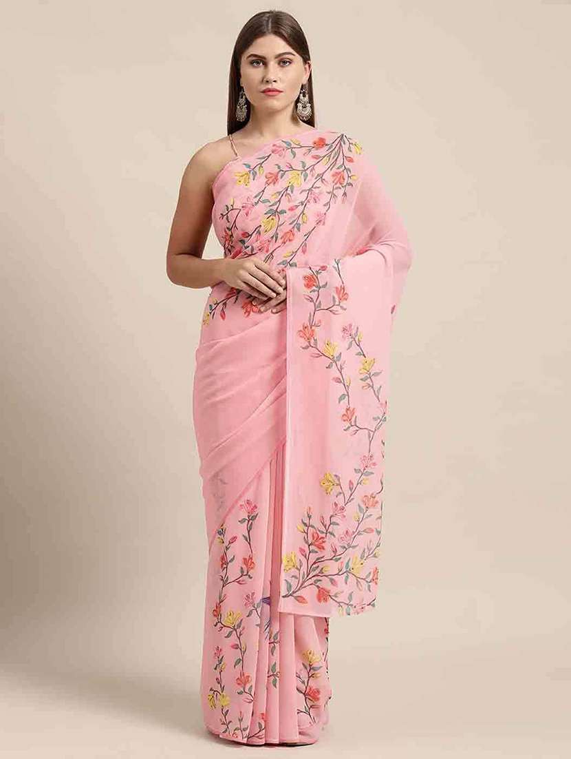 women's floral rosewater colored saree with blouse - 19925181 - Zoom Image - 0