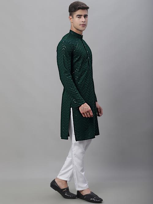 green embellished kurta pyjama set - 19925247 - Standard Image - 0