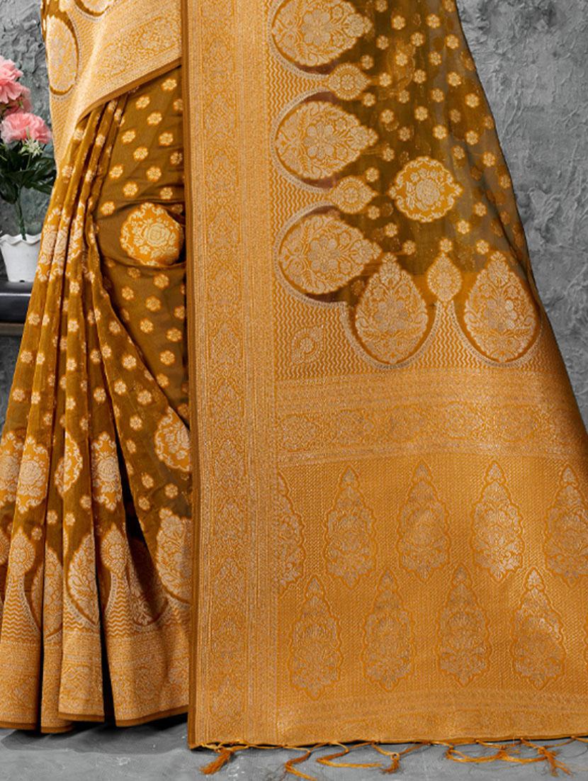 women's self design olive colored saree with blouse - 19925295 - Standard Image - 2