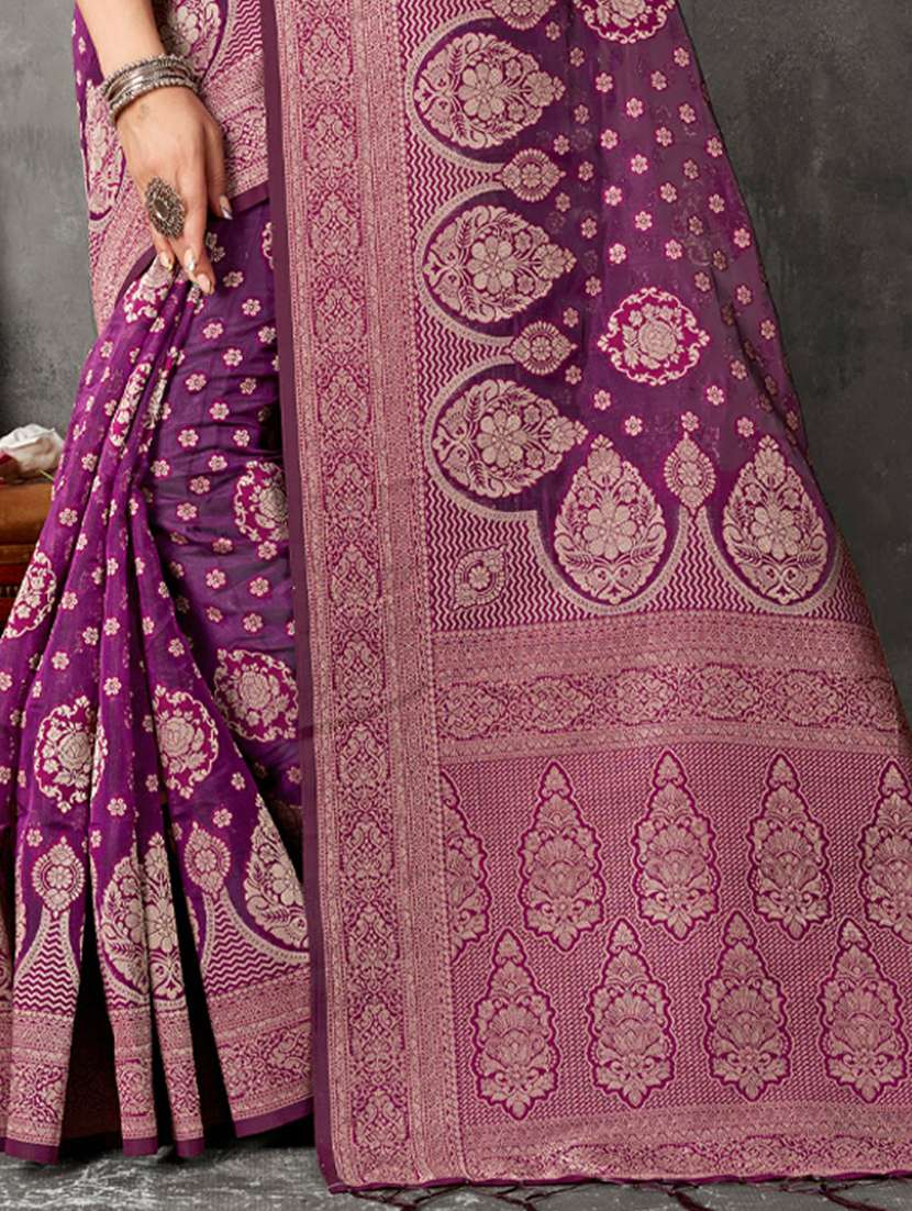 women's self design purple colored saree with blouse - 19925300 -  Standard Image - 2