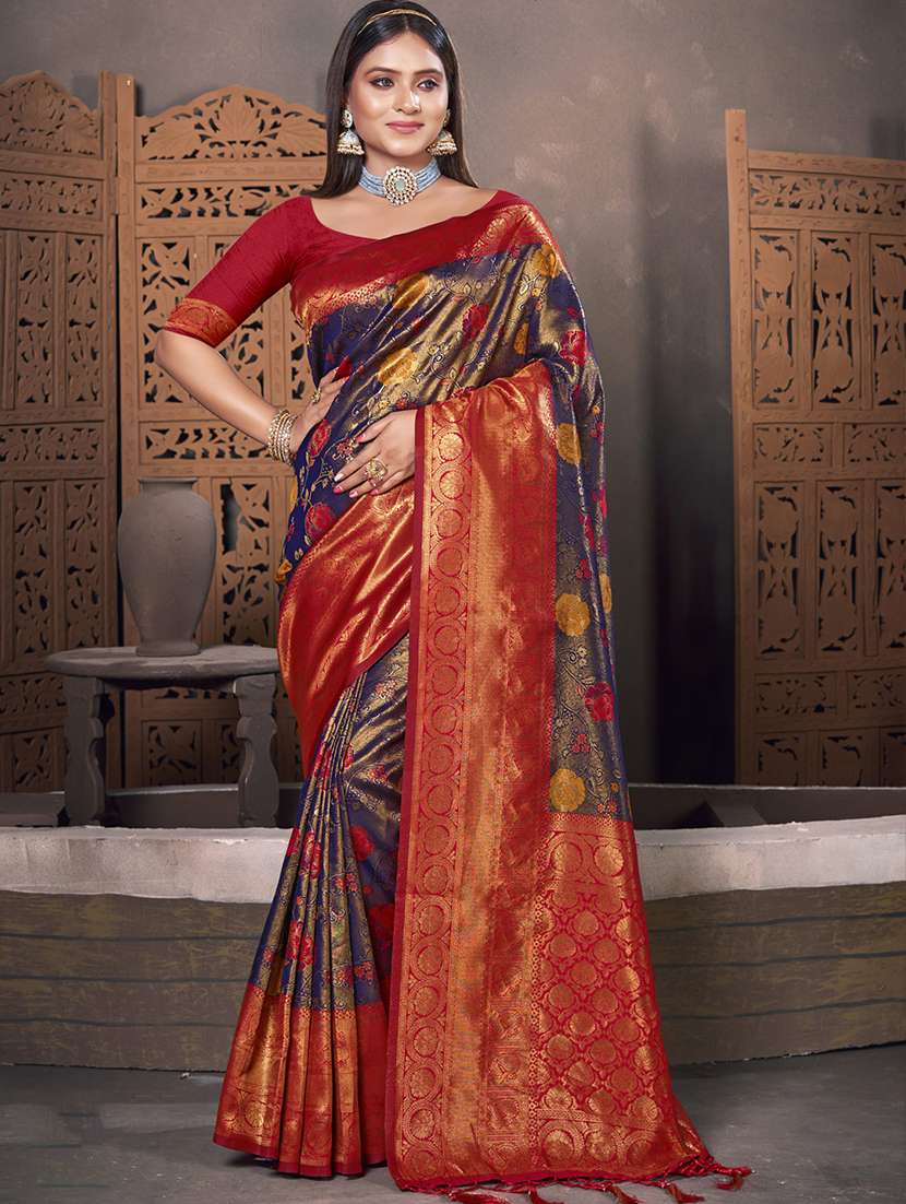 women's self design purple colored saree with blouse