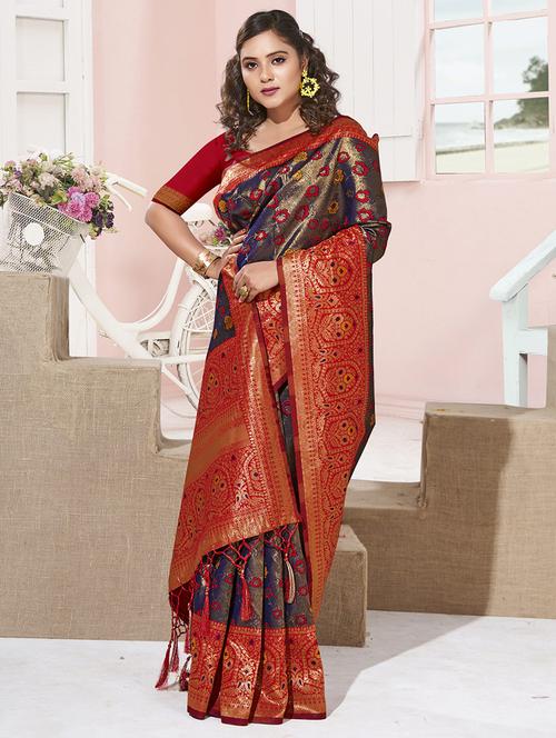 women's self design purple colored saree with blouse - 19925410 - Standard Image - 0