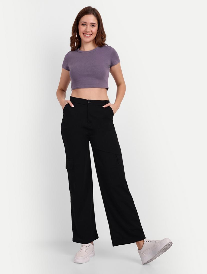 black solid cargo full length trouser - 19925597 - Standard Image - 2