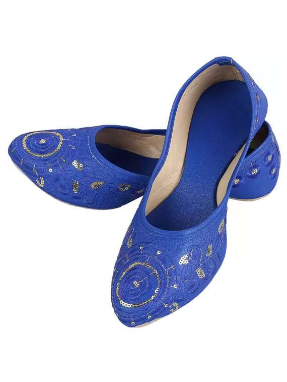 blue embroidered slip on jutis & mojari - 19925735 -  Standard Image - 2