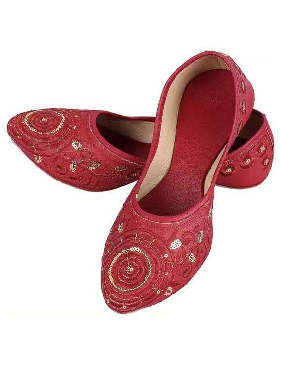 red embroidered slip on jutis  - 19925737 -  Standard Image - 2