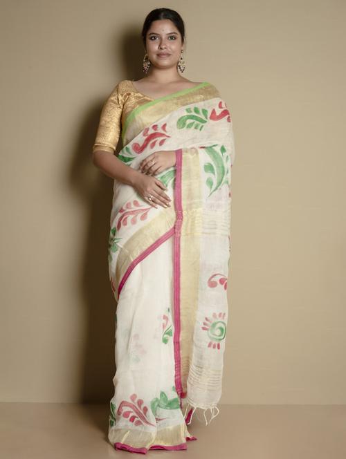 women printed handloom saree with blouse - 19925771 -  Standard Image - 0