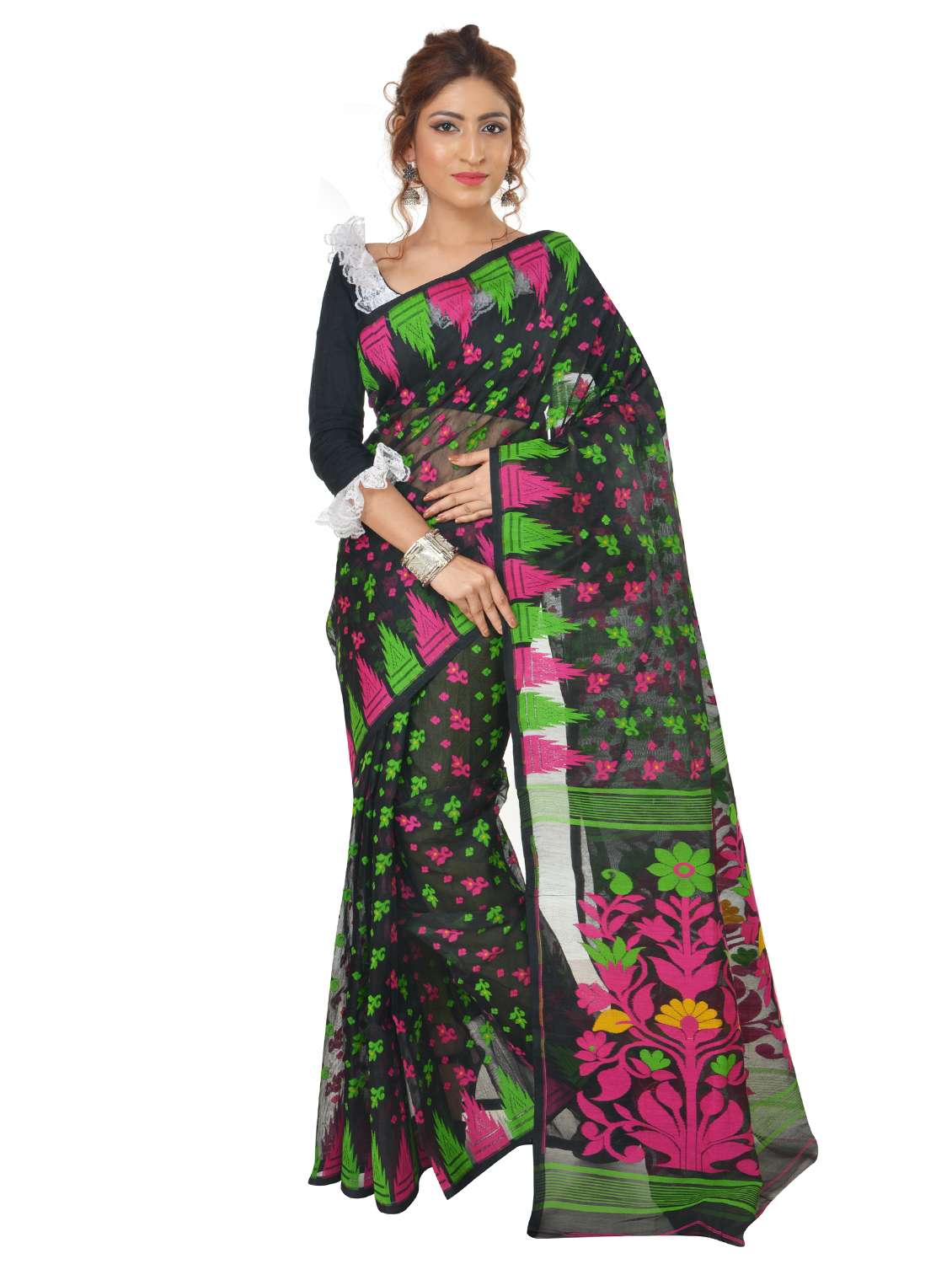 women's self design multi colored saree with blouse