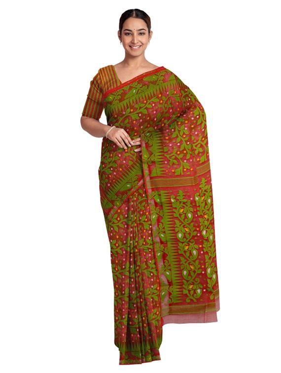 women's self design red colored saree with blouse - 19925782 - Zoom Image - 0